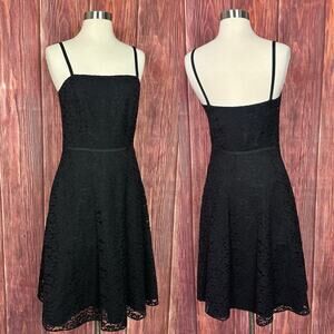 Y2K Black Formal Floral Lace Dress Sleeveless Spaghetti Strap Womens Size 4